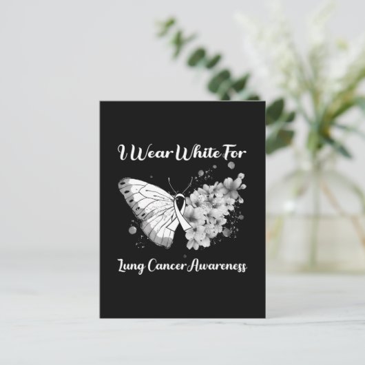 Butterfly I Draag White voor Lung Cancer Awareness Briefkaart (Staand voorkant)