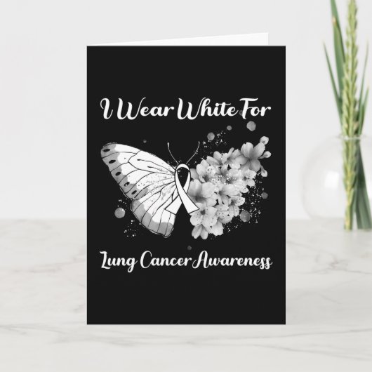 Butterfly I Draag White voor Lung Cancer Awareness Kaart (Voorkant)