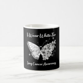 Butterfly I Draag White voor Lung Cancer Awareness Koffiemok
