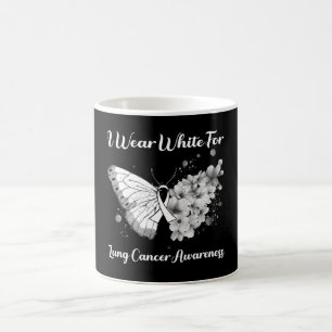 Butterfly I Draag White voor Lung Cancer Awareness Koffiemok