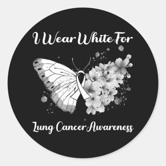 Butterfly I Draag White voor Lung Cancer Awareness Ronde Sticker (Voorkant)