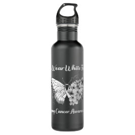 Butterfly I Draag White voor Lung Cancer Awareness Waterfles