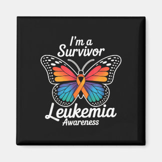 Butterfly i’m a survivor leukemia awareness orange magneet