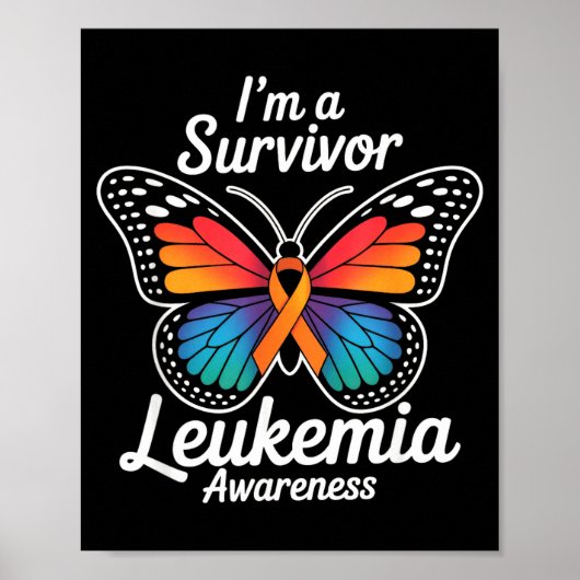 Butterfly i’m a survivor leukemia awareness orange poster (Voorkant)