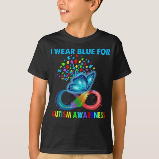 Butterfly I Wear Blue For Autism Awareness T-shirt (Voorkant)