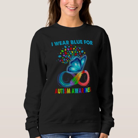 Butterfly I Wear Blue For Autism Awareness Trui (Voorkant)