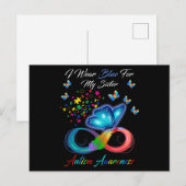 Butterfly I Wear Blue For My Sister Autism Awarene Briefkaart (Voorkant / Achterkant)