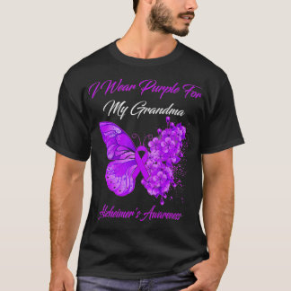 Butterfly I Wear Purple For My Grandma Alzheimer's T-shirt