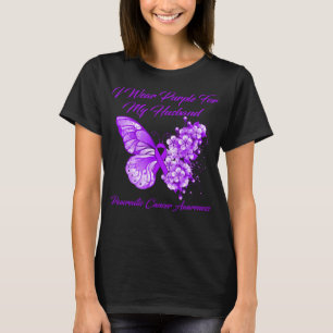 Butterfly I Wear Purple For My Husband Pancreation T-shirt