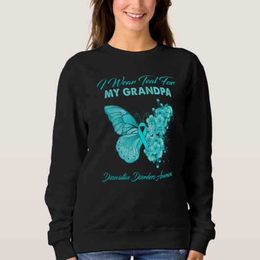 Butterfly I Wear Teal For My Grandpa Dissociative  Trui (Voorkant)