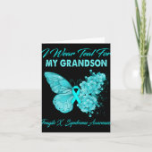 Butterfly I Wear Teal For My Grandson Fragile X Sy Kaart (Voorkant)