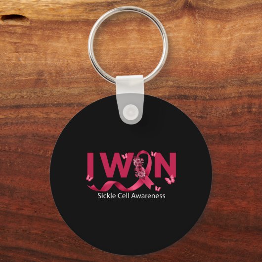 Butterfly I Win Bourgondische lint sikkelcel AWARE Sleutelhanger (Achterkant)