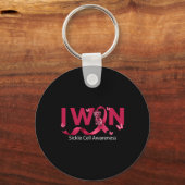 Butterfly I Win Bourgondische lint sikkelcel AWARE Sleutelhanger (Voorkant)