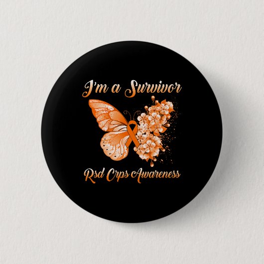 Butterfly Ik ben een overlevende RSD CRPS bewustzi Ronde Button 5,7 Cm (Voorkant)