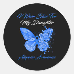 Butterfly ik Draag blauw voor mijn dochter Alopeci Ronde Sticker