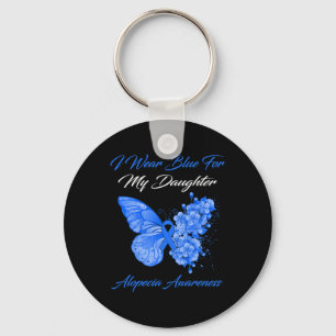 Butterfly ik Draag blauw voor mijn dochter Alopeci Sleutelhanger