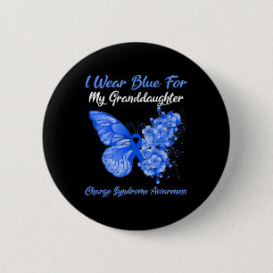 Butterfly ik Draag blauw voor mijn kleindochter Ch Ronde Button 5,7 Cm