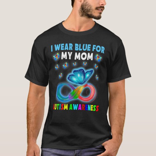 Butterfly ik Draag blauw voor mijn mama autisme T-shirt (Voorkant)