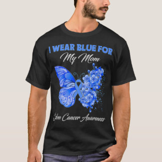 Butterfly ik Draag blauw voor mijn moeder Colon Ca T-shirt