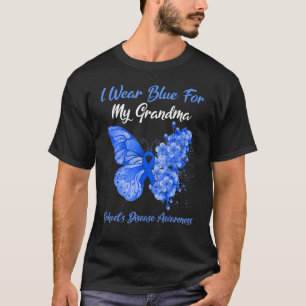 Butterfly ik Draag blauw voor mijn oma achter de d T-shirt