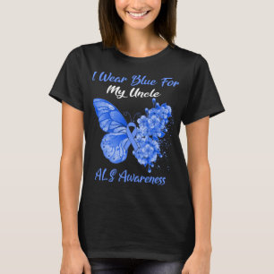 Butterfly ik Draag blauw voor mijn oom ALS Bewusth T-shirt
