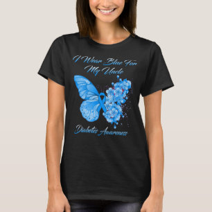 Butterfly ik Draag blauw voor mijn oom Diabetes T-shirt