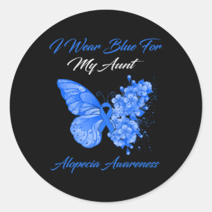 Butterfly ik Draag blauw voor mijn tante Alopecia Ronde Sticker
