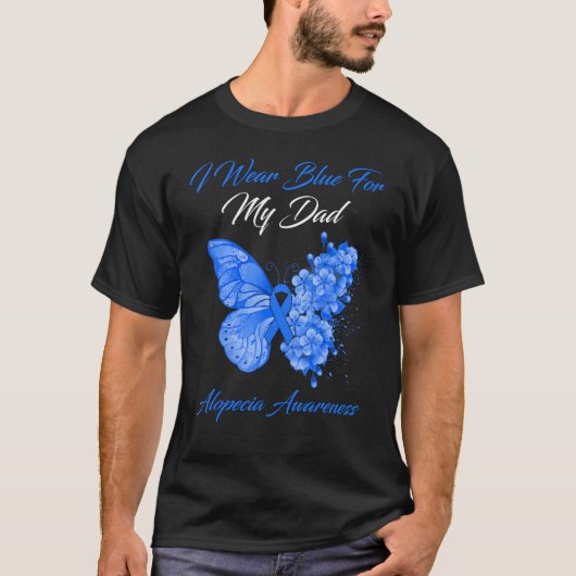 Butterfly ik Draag blauw voor mijn vader Alopecia  T-shirt (Voorkant)
