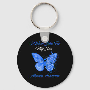 Butterfly ik Draag blauw voor mijn zoon Alopecia A Sleutelhanger