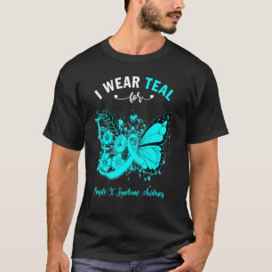 Butterfly Ik Draag Blauwgroen voor Fragile X Syndr T-shirt