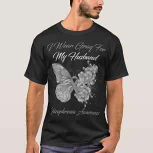 Butterfly ik Draag grijs voor mijn man Schizophren T-shirt