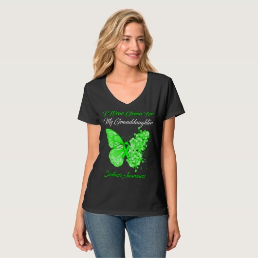 Butterfly ik Draag groen voor mijn kleindochter Sc T-shirt (Voorkant volledig)