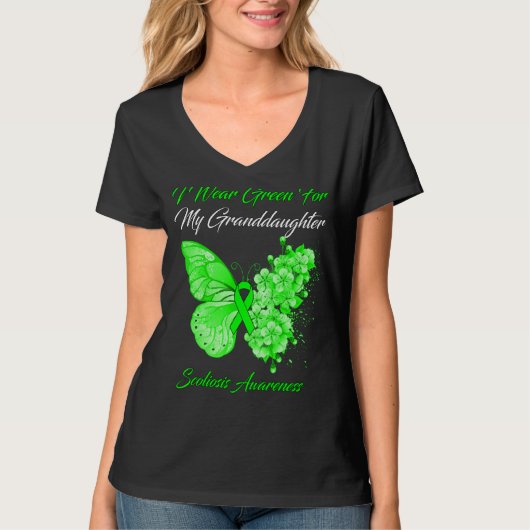 Butterfly ik Draag groen voor mijn kleindochter Sc T-shirt (Voorkant)