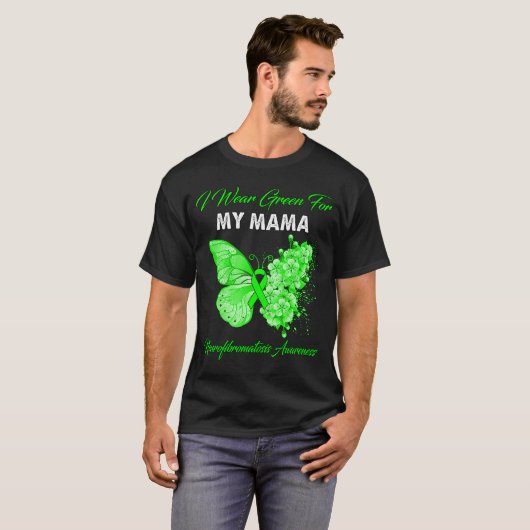 Butterfly ik Draag groen voor mijn mama Neurofibro T-shirt (Voorkant volledig)