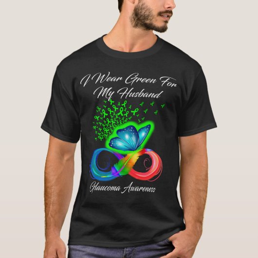 Butterfly ik Draag groen voor mijn man Glaucoma Aw T-shirt (Voorkant)