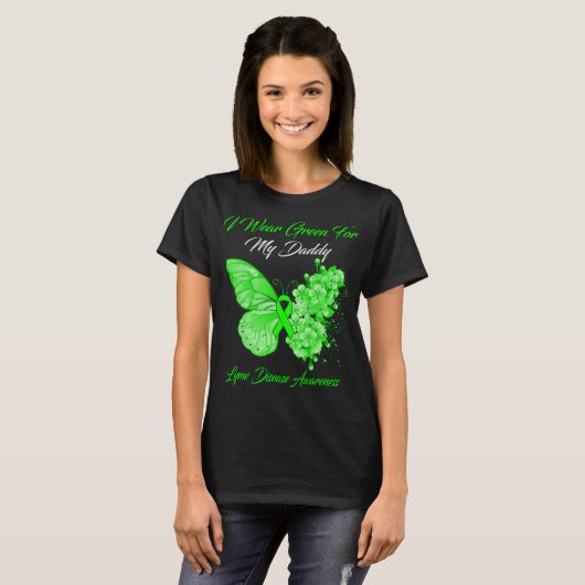 Butterfly ik Draag groen voor mijn pappie lymziekt T-shirt (Voorkant volledig)