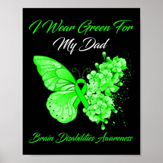 Butterfly ik Draag groen voor mijn vader Brain Dis Poster (Voorkant)