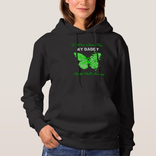 Butterfly ik Draag groen voor mijn vaders geesteli Hoodie (Voorkant)