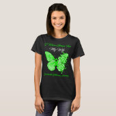 Butterfly ik Draag groen voor mijn vrouw Bronchiol T-shirt (Voorkant volledig)