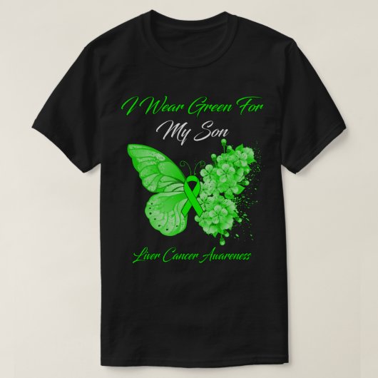 Butterfly ik Draag groen voor mijn zoon, kanker Aw T-shirt (Design voorkant)