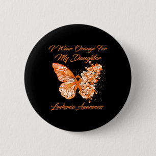 Butterfly ik Draag Oranje voor mijn dochter leukem Ronde Button 5,7 Cm