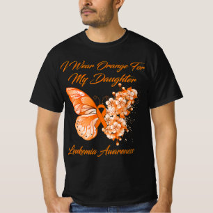 Butterfly ik Draag Oranje voor mijn dochter leukem T-shirt