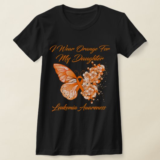 Butterfly ik Draag Oranje voor mijn dochter leukem T-shirt (Laagn)