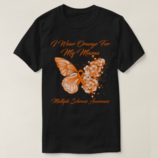 Butterfly ik Draag Oranje voor mijn mama multiple  T-shirt (Design voorkant)