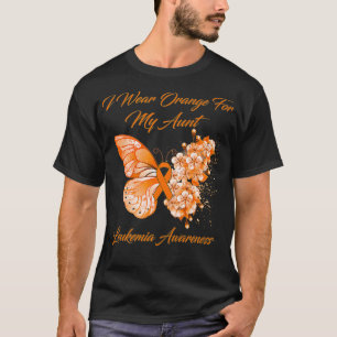 Butterfly ik Draag Oranje voor mijn tante Leukemie T-shirt