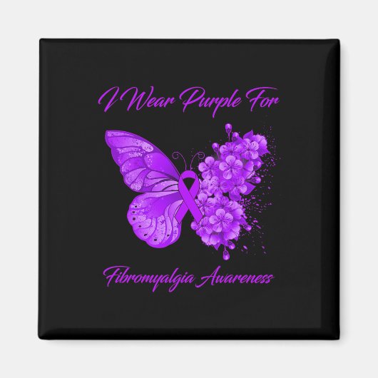 Butterfly ik Draag Paars voor fibromyalgie Magneet (Voorkant)