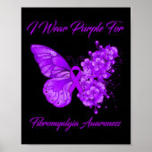 Butterfly ik Draag Paars voor fibromyalgie Poster (Voorkant)