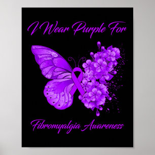 Butterfly ik Draag Paars voor fibromyalgie Poster