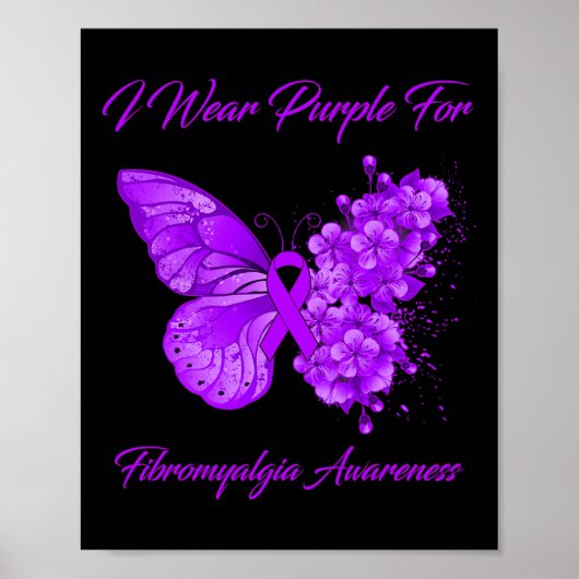 Butterfly ik Draag Paars voor fibromyalgie Poster (Voorkant)