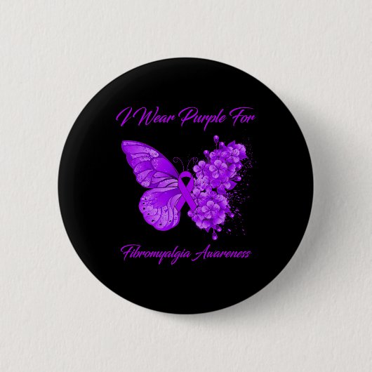 Butterfly ik Draag Paars voor fibromyalgie Ronde Button 5,7 Cm (Voorkant)